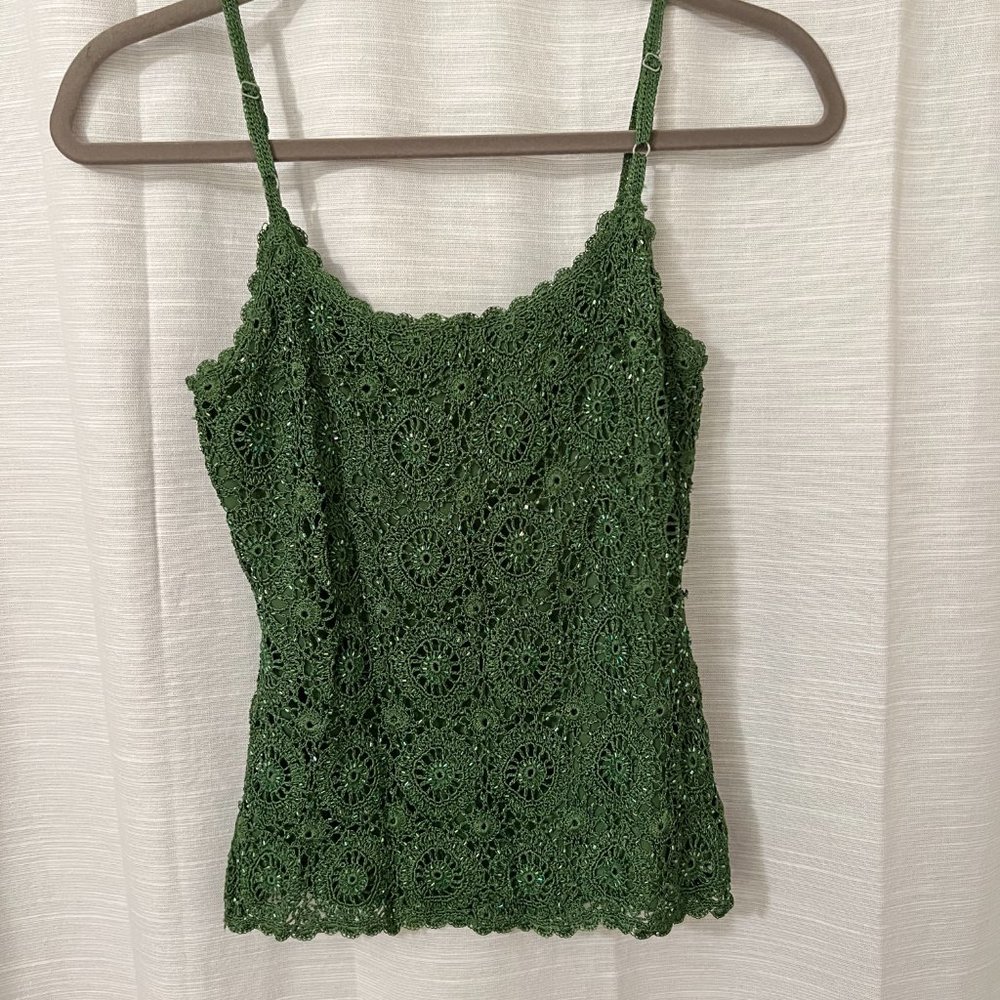 Green Beaded Camisole (adjustable) Size Small